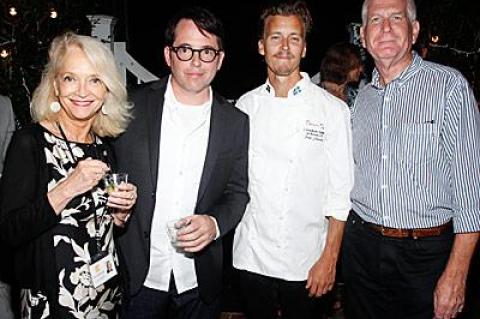 At a Guild Hall event on Aug. 22, from left, Ruth Appelhof, Matthew Broderick, and the Swedish chef Paul Svensson joined Andrew Reice for a photo.