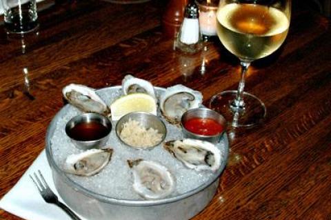 Oysters such as the Montauk Pearl, Hama Hama, Olympia, and Belon served at Bell and Anchor in Noyac pair well with a variety of local and international white wines.