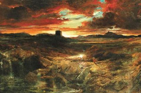 Thomas Moran’s “Childe Roland to the Dark Tower Came” will be on view in shows opening at Guild Hall this week.