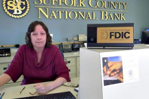 When Suffolk County National Bank closes its branch in Montauk’s harbor area, Mary Bridges, a teller there, will probably be transferred to the bank’s downtown Montauk branch.