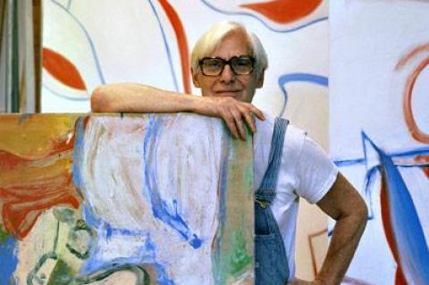 Willem de Kooning posed in his Springs studio for this October 1983 image.