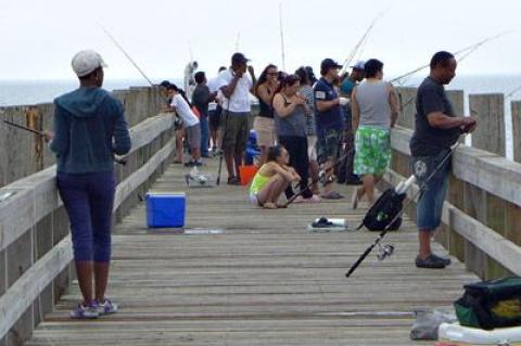 The fishing is not bad at the popular town pier on Fort Pond Bay, which draws a crowd in warmer months, but it could be better.