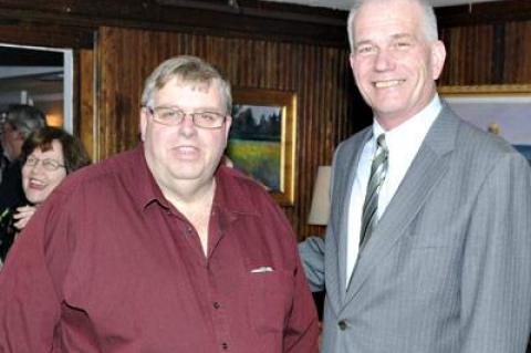 The East Hampton Town Republican Committee celebrated the re-election of Steve Lynch, left, as town highway superintendent, and the group’s new chairman, Tom Knobel, at a fund-raiser last Thursday at the Palm.