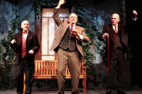 George A. Loizides, Tom Gustin, and Cyrus Newitt as dapper old soldiers in “Heroes” at the Hampton Theatre Company in Quogue.