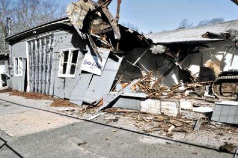 Demolition began last week on the former Plitt Ford dealership on Montauk Highway in Wainscott, which was razed in preparation for a new 15,000-square-foot Home Goods furnishing store.