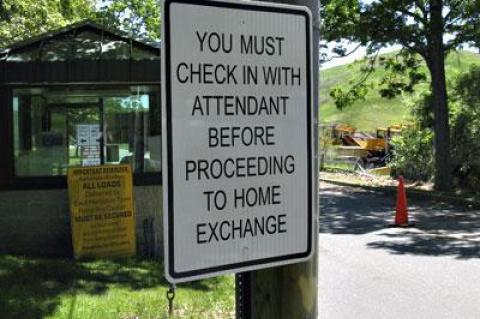 A home exchange area at the East Hampton Town Recycling Center on Springs-Fireplace Road has reopened on Fridays and Saturdays, subject to new oversight.