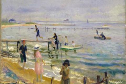 William Glackens and his family spent six summers on the south shore of Long Island, where he painted “Jetties at Bellport” in 1916.