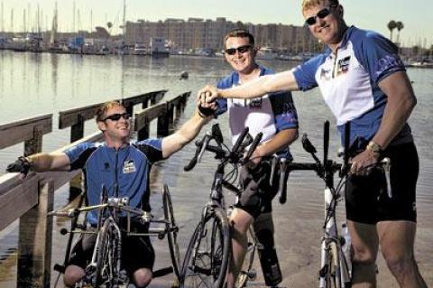 In San Diego, Heath Calhoun, Ryan Kelley, and Chris Carney began the second cross-country Soldier Ride in 2005.