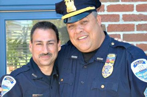 Sgt. Paul Fabiano, seen at right with his partner of 10 years, Officer John Natuzzi, retired last week after 25 years with the Sag Harbor Village Police Department.