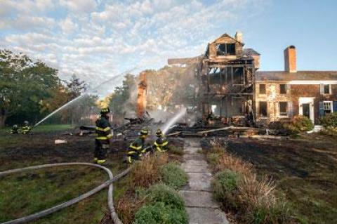 A centuries-old house in Sagaponack may have to be demolished after a fire razed one wing of the house at 850 Sagg main Street and severly damaged the other Monday morning.