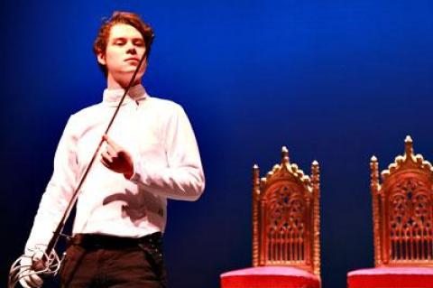 Evan Daves plays Laertes in “Hamlet” at Guild Hall.