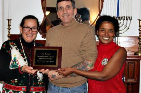 Dell Cullum, center, with Patty Sales and Joi Jackson Perle, was celebrated as Amagansett’s 2014 Person of the Year.