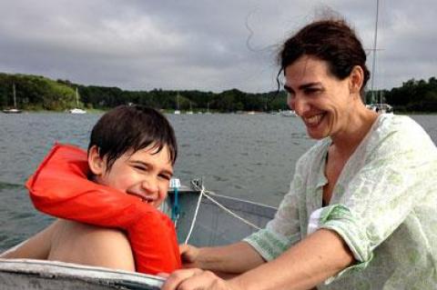 Sarah Koenig and her son enjoyed some time off on the water this summer in Sag Harbor.