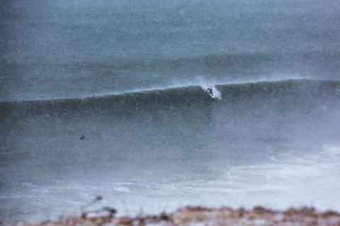 A few of Montauk’s hardcore surfers hit the waves, big waves, smack in the middle of the blizzard called Juno, and James Katsipis captured them in action.