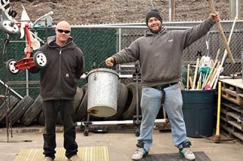 George Miller, left, and Morgan Roman were ready for anything when Bonac Buy and Sell opened on Friday in Springs.