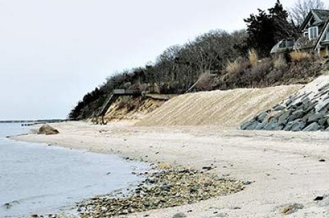 At Louse Point in Springs four neighbors want to build a rock revetment that will connect to the two already in front of properties to the north, creating more than 900 continuous feet of armored shoreline.