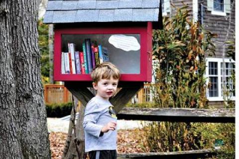 “Take a book or leave a book” is the theme behind this Little Free Library put up in Springs by Nathaniel King’s mom, Catherine Mottola-King, a school librarian.