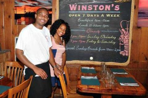 Winston’s friendly staff includes De-Andre Blackwood and Jhodia Ferguson, the manager.