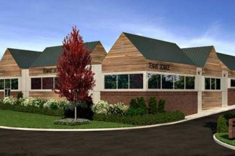 A rendering of the building to be constructed on the Montauk Highway property that was once home to East Hampton Bowl.