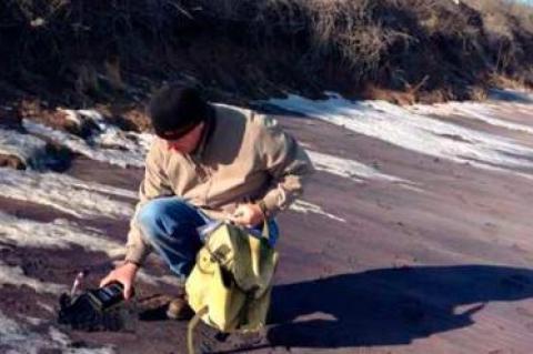 Cliff Kalfaian tested the black sands in Montauk with his Geiger counter earlier this year.