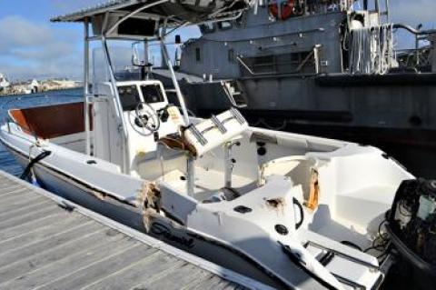 A fishing boat was disabled last Thursday shortly before midnight off Montauk Point by another vessel that immediately fled without checking on the two men who had jumped into the water to avoid injury.