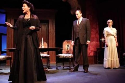 Susan Galardi, Edward A. Brennan, and Amanda Griemsmann in a scene from the Hampton Theatre Company pro- duction of “An Inspector Calls.”