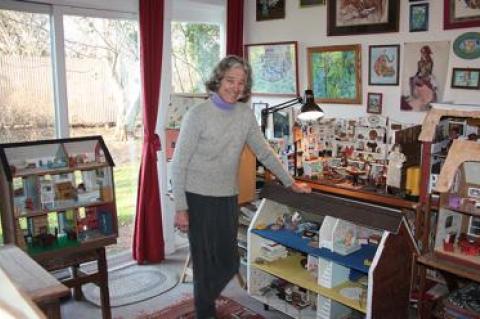 Irina Ourusoff has become an artist in her retirement, and has now added building dollhouses to her repertoire. She builds them from scratch, decorates them just as an interior designer would design a real-life house, and fills them with handmade furniture, below.