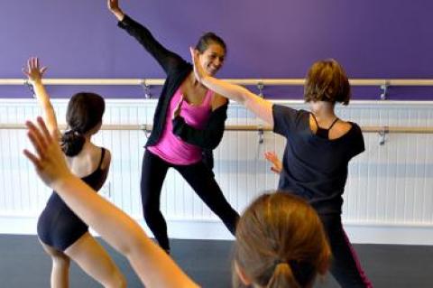 Laura Sisco led a dance class at her Creative Edge Studio, which she opened in Montauk last fall.