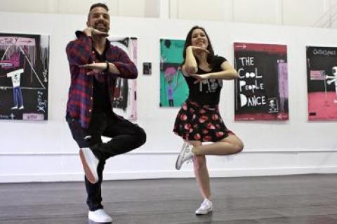 Adam Baranello, left, and Gail Baranello, the co-founders of A&G Dance Company, are performers, teachers, and artists on the South Fork. They demonstrated a piece from their repertoire, “Just Keep Going.”