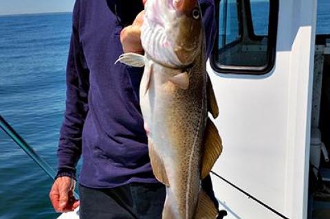 John Ebanks held a cod caught south of Montauk Point.