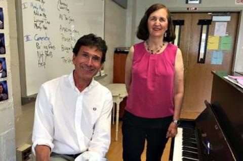 David Douglas, left, the East Hampton High School choral director, and Marilyn Van Scoyoc, the band director, are retiring from East Hampton High School after careers spanning 20 years and 26 years, respectively.