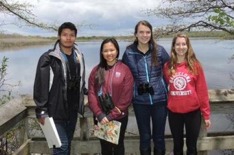 Axel Alanis, Cien Estuye, Erin Nolan, and Ally Karlin, high school interns working in a program overseen by the Third House Nature Center and the Garden Club of East Hampton, have been studying Montauk’s Big Reed Pond and its surroundings.