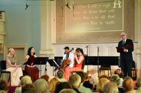 Alan Alda narrated a concert of Mozart’s music as part of the Bridgehampton Chamber Music Festival’s program this year.