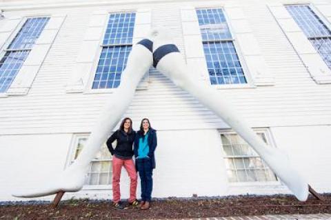 Jennifer Brooke, left, and Beatrice Alda filmed “Legs: A Big Issue in a Small Town” in Sag Harbor, where they live, to use the controversial Larry Rivers “Legs” sculpture as a vehicle to talk about larger issues.