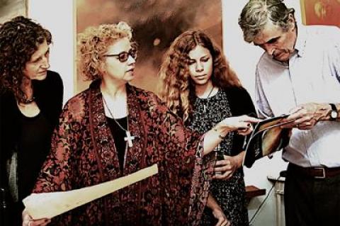 Sandra Tyler, second from left, with family members as they remember Elizabeth Tyler in her Amagansett studio after her memorial service.