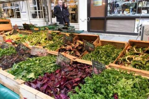 A Parisian vegetable market demonstrates how even lettuce can be artfully displayed, as the third and fourth generations of family friends with ties to the city noted on a recent visit.