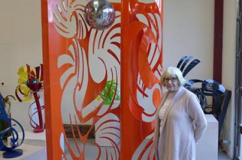 Phyllis Hammond’s Springs studio is a maze of colorful aluminum sculptures.