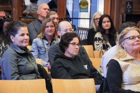 Norma Bushman, center, and other staffers from the Y.M.C.A. East Hampton RECenter outlined their programs for youth at a meeting of the East Hampton Town Board last Thursday, following assertions by the East End New Leaders that the center has veered away from its original mission as a youth center.