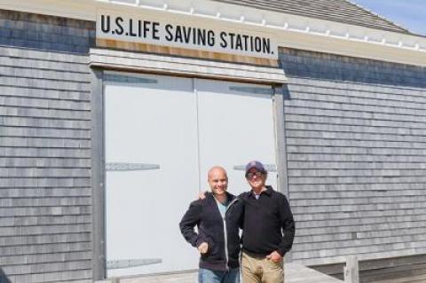 David Lys, left, and Michael Cinque led the Amagansett Life-Saving and Coast Guard Station Society’s effort to renovate the historical 1902 structure.