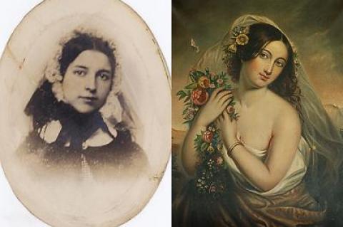 Hubbard Latham Fordham’s “Crowning of Mercy,” called a “splendid example of high Victorian idealization,” was found in an attic closet at the Sag Harbor Historical Society. The woman who served as the model for the painting (left) was Emily Fairchild Fordham Keese.