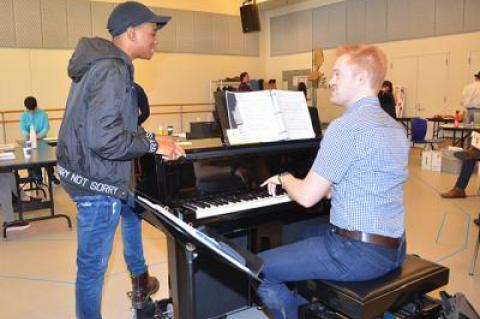 Brett Gray, left, and Ryan Fielding Garrett rehearsing for “The Man in the Ceiling.”