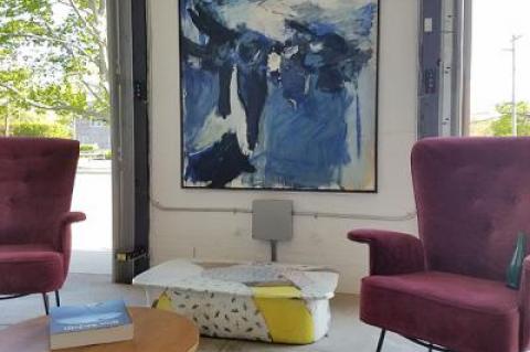 Georg Baselitz’s “Still Life #2” and a glazed ceramic low table by Hun Chung Lee, above, are some of the many treasures of contemporary art and design at Jeff Lincoln Art and Design in Southampton.