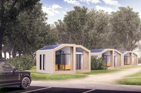 Self-contained work-force housing on wheels that can be brought in to house seasonal employees could be tried out on a town property in Montauk. A company called Kondo is developing prototypes like those above and has proposed a pilot program.