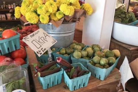 Okra is one of several unusual crops popping up at South Fork farm stands such as Amber Waves.