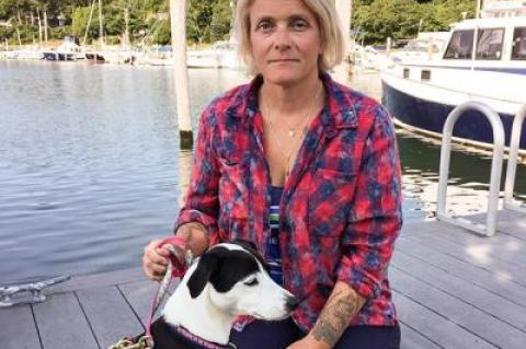 Kim Nalepinski and her dog, Banksy, are safe with her parents in East Hampton, but her community of Coral Bay on St. John was left devastated by Hurricane Irma.