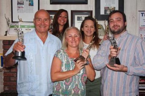 Awards are proof that their hard work pays off. From left are Steve Haweeli, the founder and president; Ashley Fresa, a marketing associate; Nicole Castillo, the executive vice president; Marissa Jacobs, an account executive, and Ned Haweeli, an account coordinator.