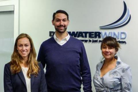 Jennifer Garvey, Clint Plummer, and Julia Prince of Deepwater Wind were at the Rhode Island company’s new office in Amagansett on Tuesday.