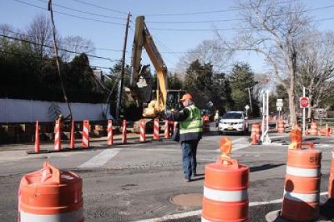 Work is underway, but a roundabout at the intersection of Buell and Toilsome Lanes in East Hampton Village is now scheduled for completion in the spring.