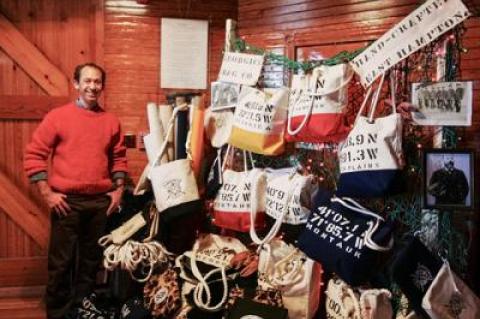 Dylan Lubetkin of the Georgica Bag Co. took part in a sale Saturday at the Amagansett Life-Saving Station. He will be among a number of vendors at a holiday sale on Friday at MuvStrong studio in East Hampton.