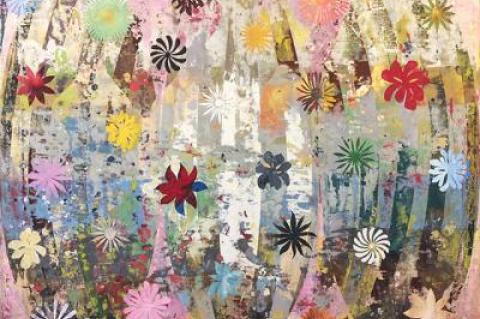 Perry Burns has channeled his fascination with Islamic art into his “Flower Tapestries” series.